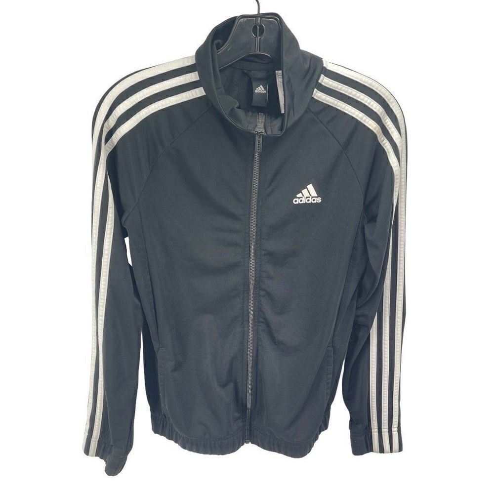 Adidas Women's 3 Stripes Jacket Full Zip Active Athletic Outerwear Black Size XS